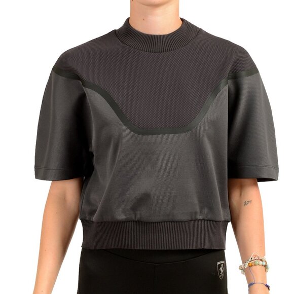 Scuderia Ferrari Tops - Scuderia Ferrari Women's Gray Short Sleeve Crewneck Cropped Top T-Shirt